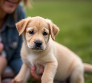 Chiot apprenant assis avec son éducateur